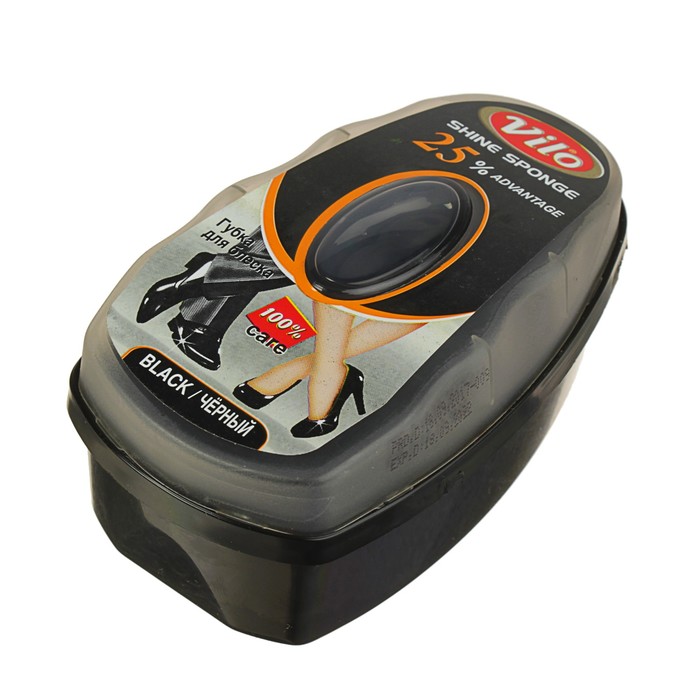 Губка-блеск для обуви Vilo с дозатором силикона, черный