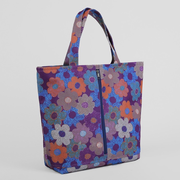 Сумка пляжная, 1 отдел на молнии, наружный карман, цвет фиолетовый