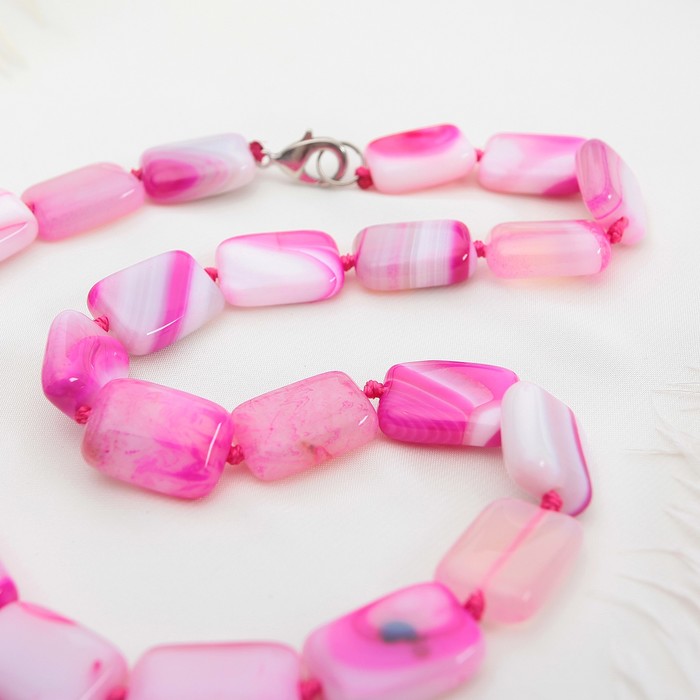 Бусы прямоугольник "Агат розовый", 48см