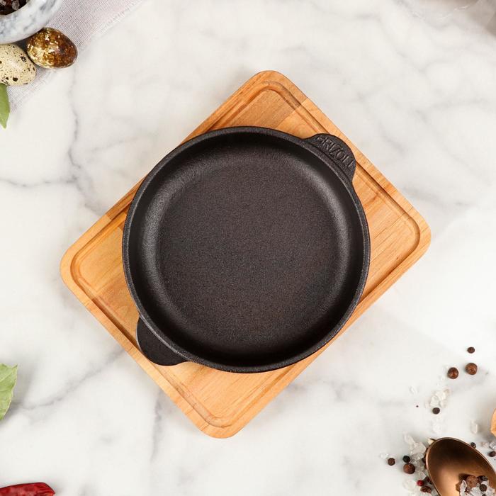 Сковорода чугунная с дощечкой ТМ "BRIZOLL" 140х25мм "ХОРЕКА"