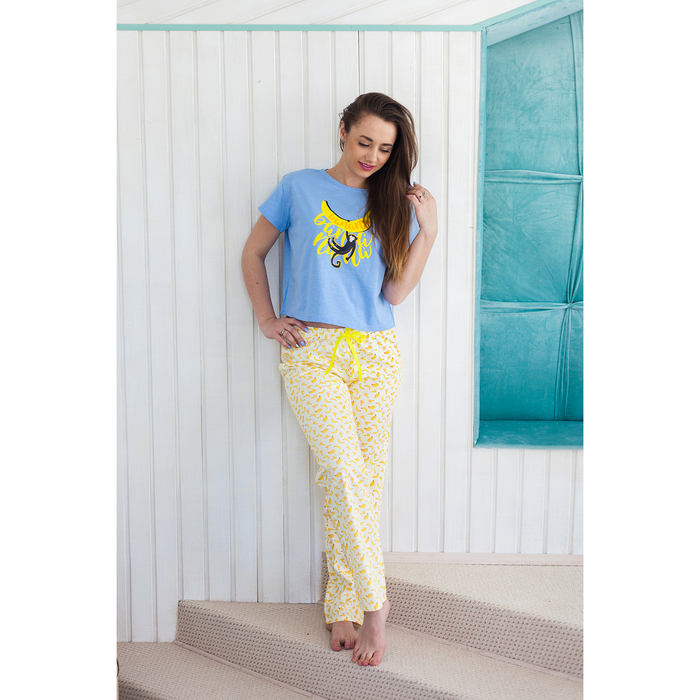 Футболка женская KAFTAN "Banana", голубая, р-р 44-46, 100% хлопок