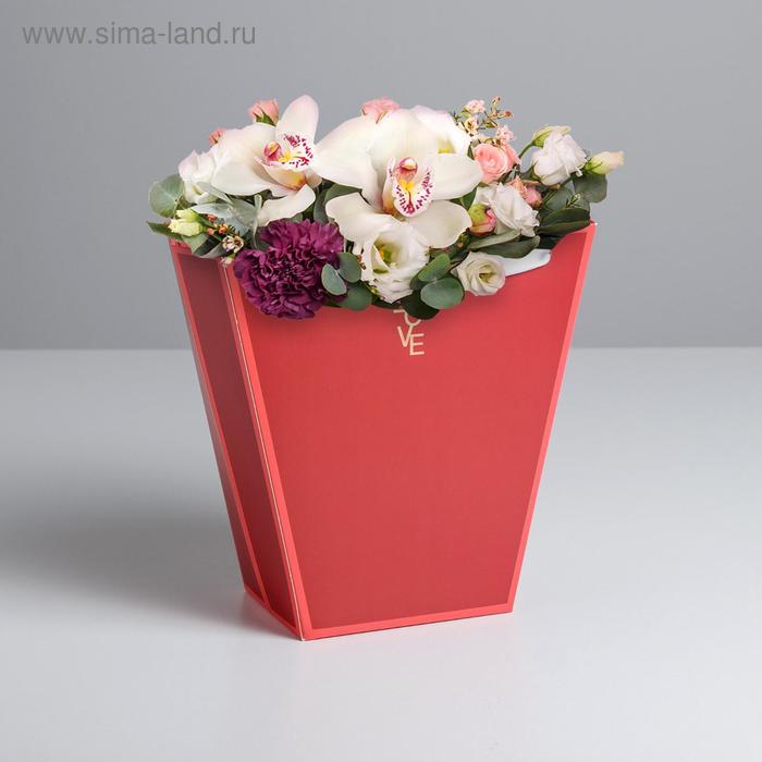 Пакет для цветов трапеция «Красный», 23 × 23 × 10 см