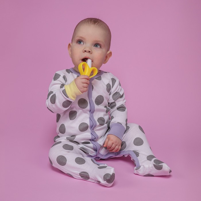 Комбинезон детский (2 шт.), рост 56 см, цвет фиолетовый+горошек 90001