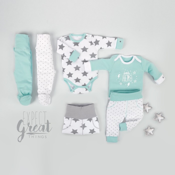 Ползунки детские (2 шт.), рост 56 см, принт горошек+звездочки 90010