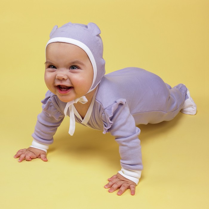 Чепчик (2 шт.) детский, рост 68 см, цвет фиолетовый+белый 90015