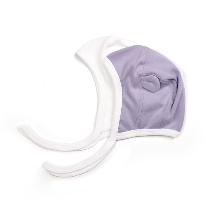 Чепчик (2 шт.) детский, рост 68 см, цвет фиолетовый+белый 90015