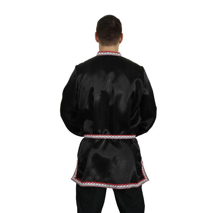 Рубаха русская мужская "Хохлома. Ягоды", атлас, р-р 52-54, цвет чёрный