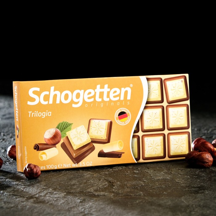 Шоколад Schogetten Trilogie, 100 г шоколад schogetten alpine milk chocolate with hazelnut 100 г