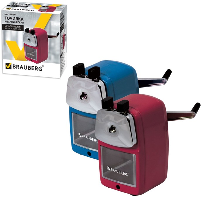 Точилка механическая BRAUBERG Red Power, микс