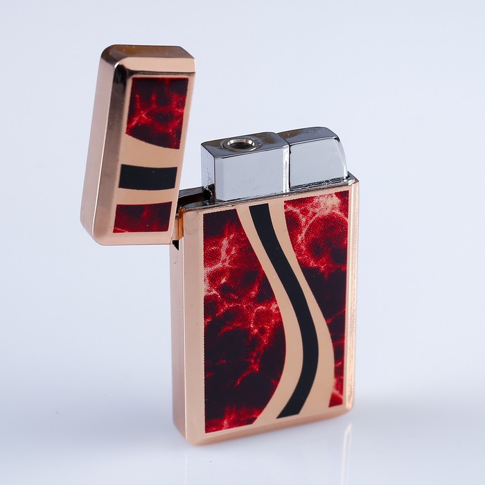 Зажигалка газ металлическая с фотонанесением под камень, красная 3*6,5см микс