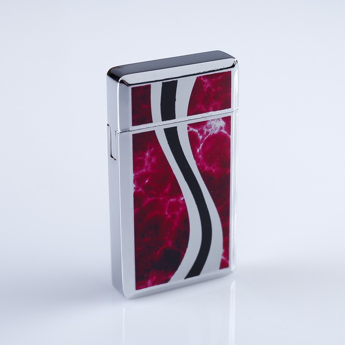 Зажигалка газ металлическая с фотонанесением под камень, красная 3*6,5см микс