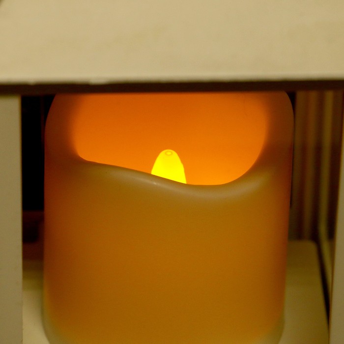 Лампа настольная лофт + подвес "Фонарь со свечой" белая от батареек 3ААА 24х10,5х10,5 см