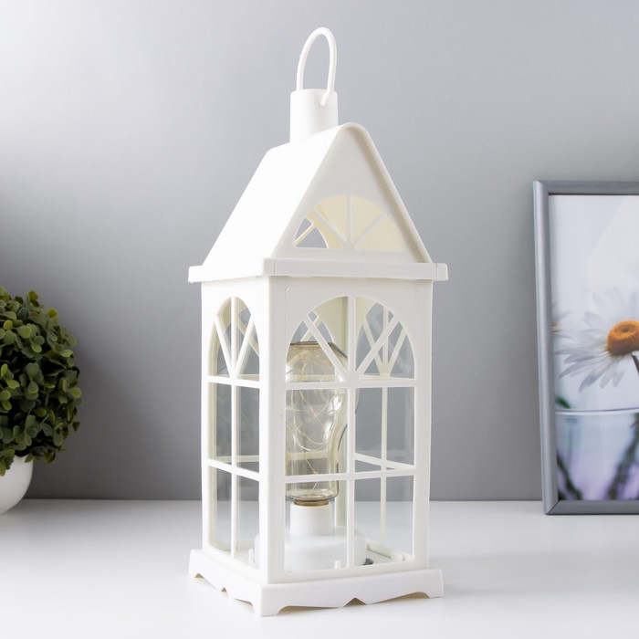 Лампа настольная лофт + подвес "Фонарь-домик"белая от батареек 3ААА 35х13,5х13,5 см
