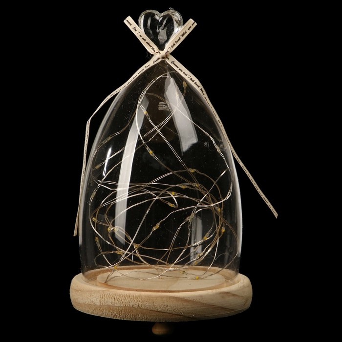 Лампа настольная LED "Колба с сердечком" 3 ААА 20х12х12 см