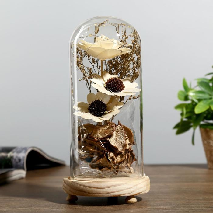 Лампа настольная LED "Колба с букетом" 3 ААА 22,5х9,5х11 см