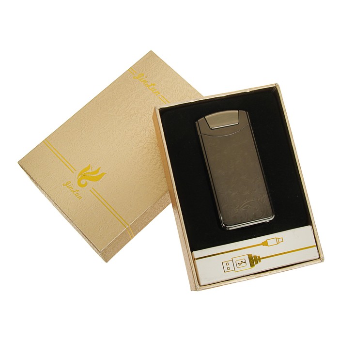 Зажигалка в подарочной коробке, USB, прямоугольная, серый металлик, микс 8,5*12 см 276806