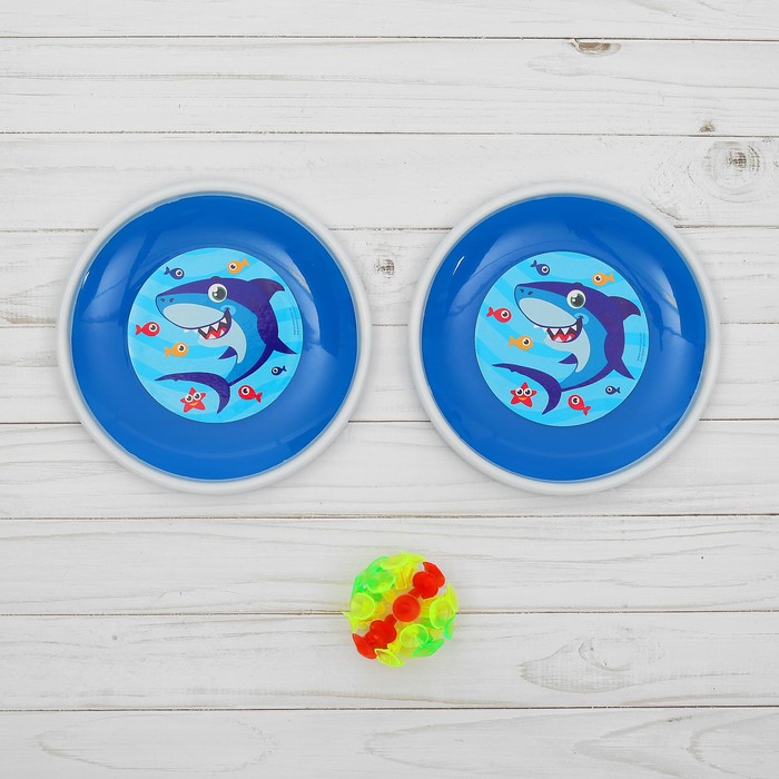Игра-липучка "Акулёнок", набор: 2 тарелки 18 см, шарик