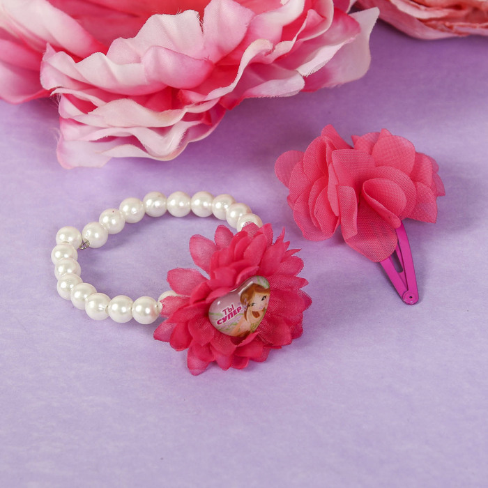 Набор браслет, заколка 1 шт. "Ты супер", Феи Винкс: Флора