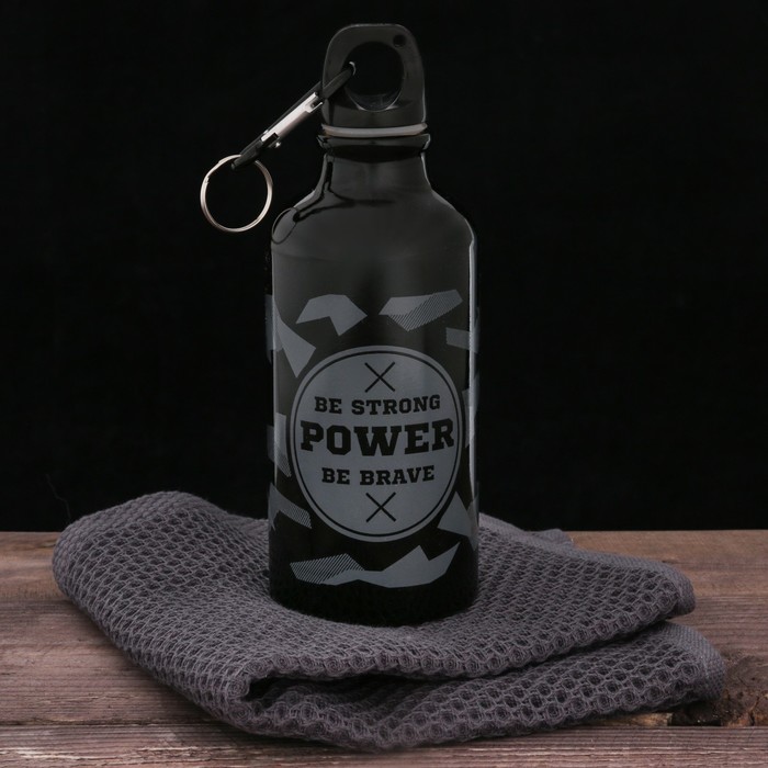 Набор "Power", бутылка для воды (500 мл), полотенце (30 х 30 см)