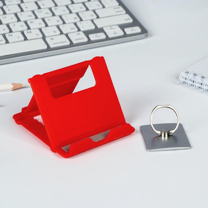 Подарочный набор "Смелому и сильному!": подставка для телефона и кольцо на чехол