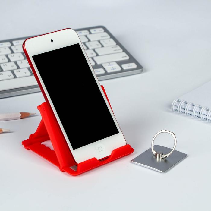 Подарочный набор "Смелому и сильному!": подставка для телефона и кольцо на чехол