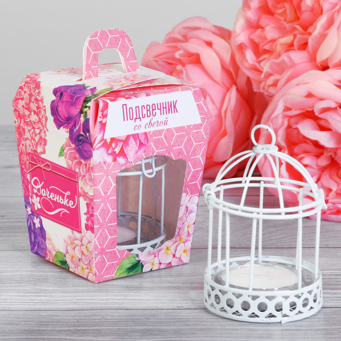 Подсвечник со свечой "Доченьке"