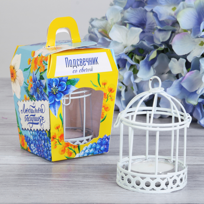 Подсвечник со свечой "Дорогой бабушке"