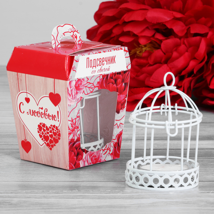 Подсвечник со свечой "С любовью!"