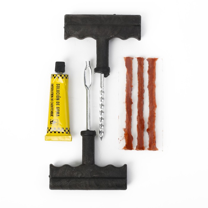 Комплект для ремонта бескамерных шин TORSO TR-01, инструмент, жгуты, клей