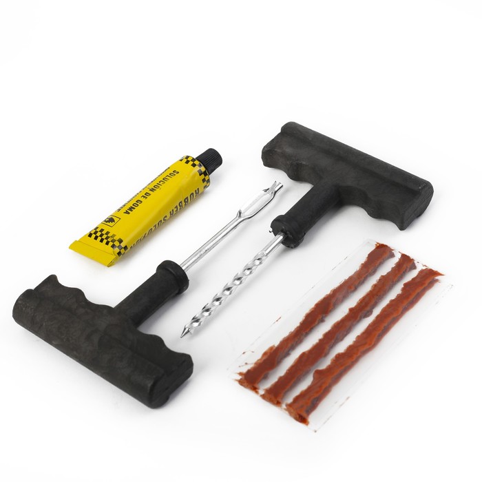 Комплект для ремонта бескамерных шин TORSO TR-01, инструмент, жгуты, клей