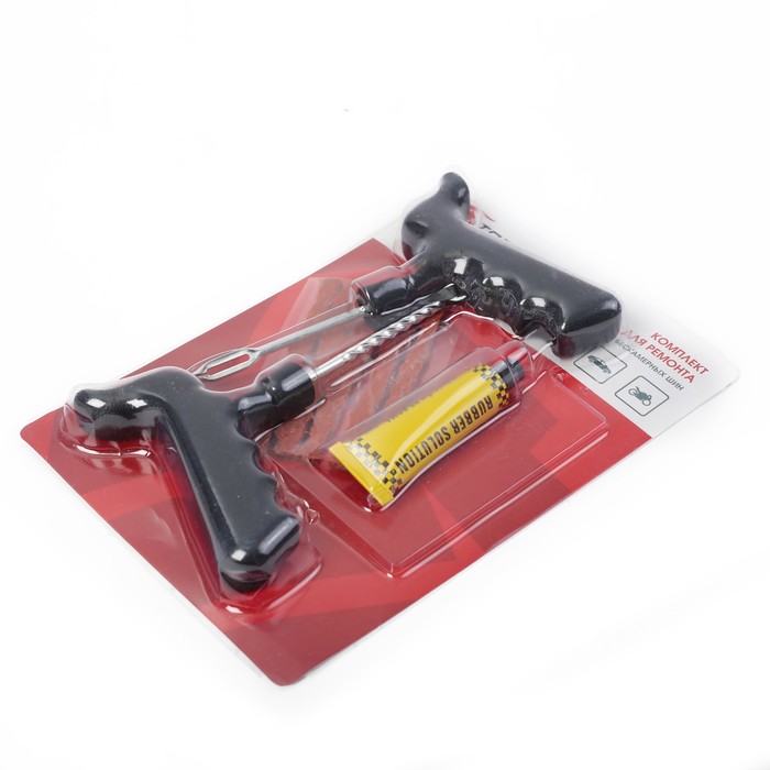 Комплект для ремонта бескамерных шин TORSO TR-03, инструмент, жгуты, клей