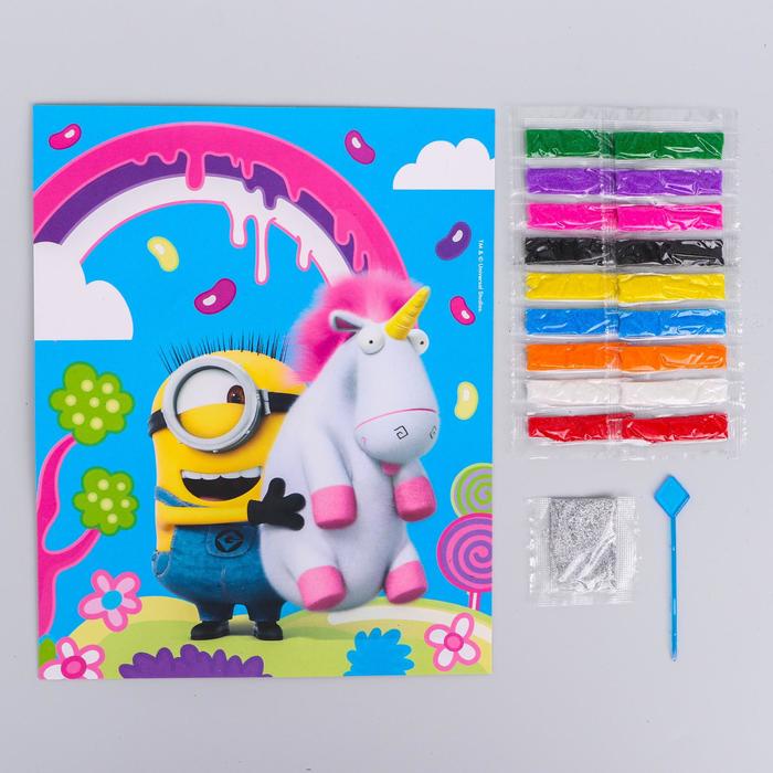 Фреска "Пони" Гадкий Я + 9 цветов песка по 4 г, стека, блестки 2 гр