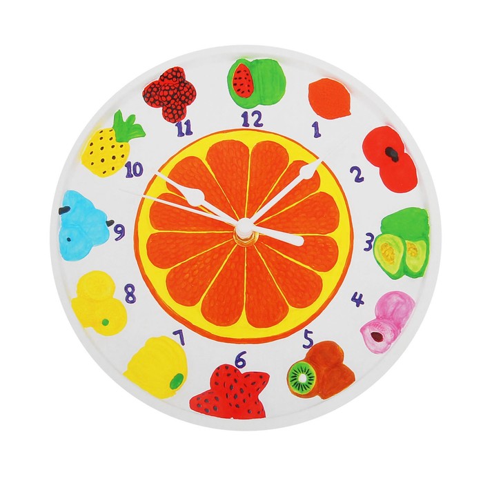 Роспись по гипсу, серия создай часы "Фрукты", краски 8 цветов по 2 мл