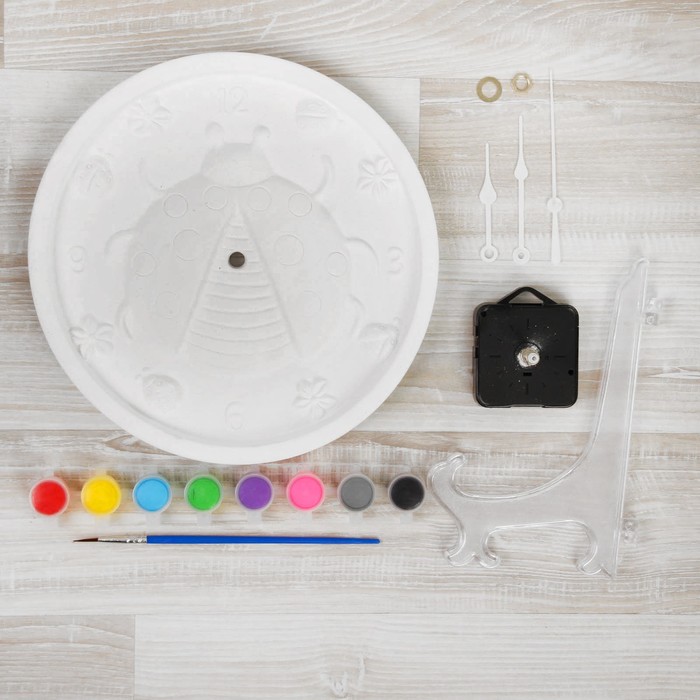 Роспись по гипсу, серия создай часы "Божья коровка", краски 8 цветов по 2 мл