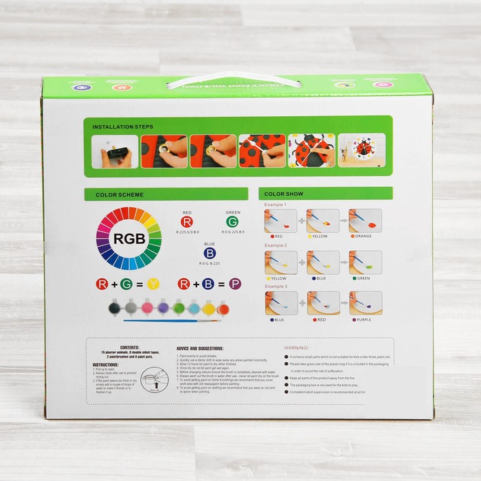 Роспись по гипсу, серия создай часы "Божья коровка", краски 8 цветов по 2 мл