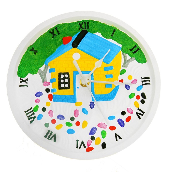 Роспись по гипсу, серия создай часы "Домик", краски 8 цветов по 2 мл