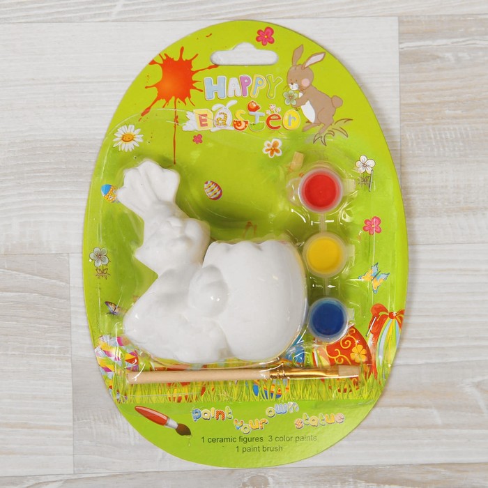 Роспись по керамике "Цыпленок с яйцом" + краски 3 цвета, кисть