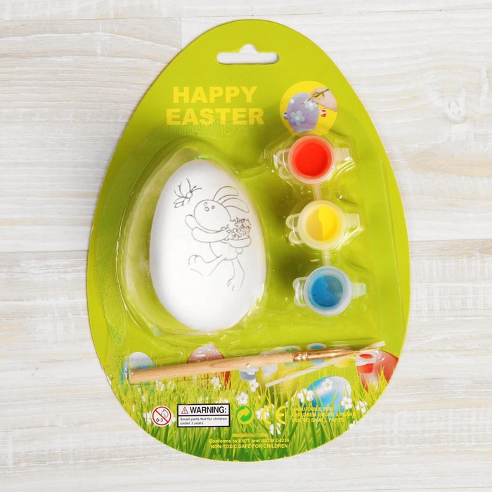 Роспись по керамике "Яйцо с зайкой" + краски 3 цвета, кисть