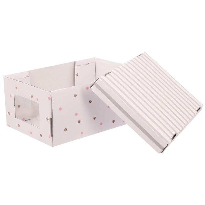 Складная коробка с PVC окошком «В горошек», 34 х 23 х 15 см