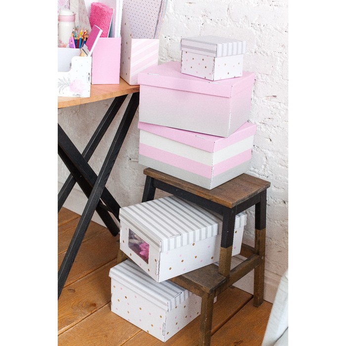 Складная коробка с PVC окошком «В горошек», 34 х 23 х 15 см