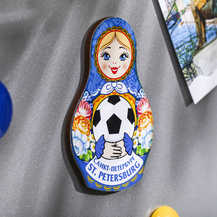 Магнит в форме матрёшки «Санкт-Петербург. Жостово»