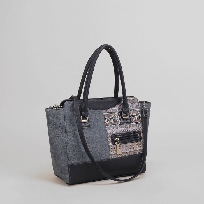 Сумка женская, 1 отдел на молнии, наружный карман, длинный ремень, цвет синий джинс