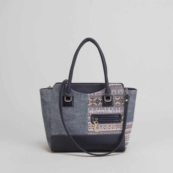 Сумка женская, 1 отдел на молнии, наружный карман, длинный ремень, цвет синий джинс