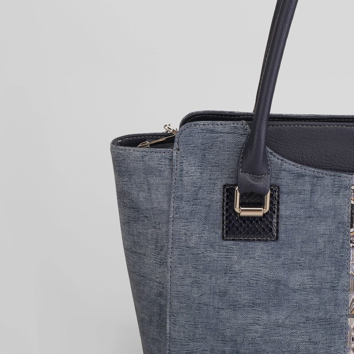 Сумка женская, 1 отдел на молнии, наружный карман, длинный ремень, цвет синий джинс