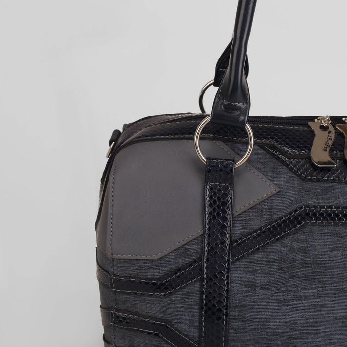 Сумка женская, отдел на молнии, наружный карман, длинный ремень, цвет синий