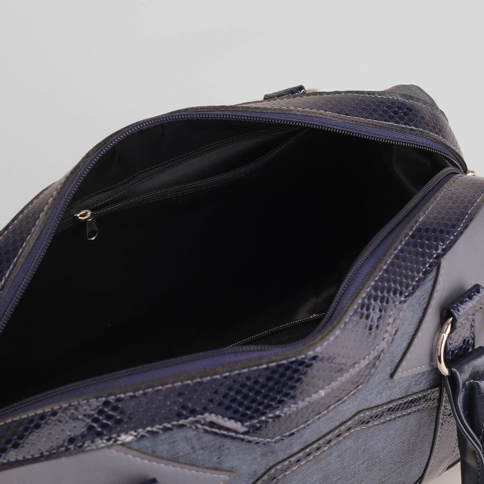 Сумка женская, отдел на молнии, наружный карман, длинный ремень, цвет синий