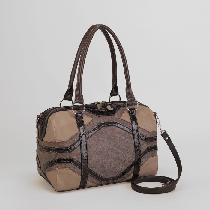 Сумка женская, отдел на молнии, наружный карман, длинный ремень, цвет коричневый