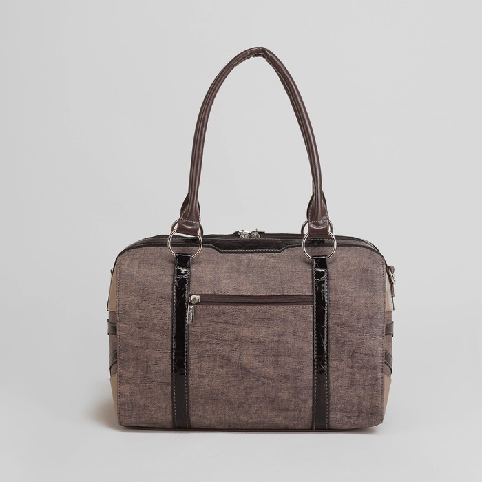 Сумка женская, отдел на молнии, наружный карман, длинный ремень, цвет коричневый