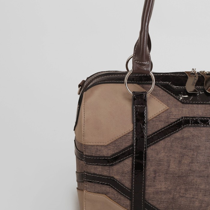 Сумка женская, отдел на молнии, наружный карман, длинный ремень, цвет коричневый