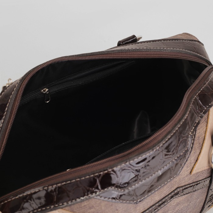 Сумка женская, отдел на молнии, наружный карман, длинный ремень, цвет коричневый